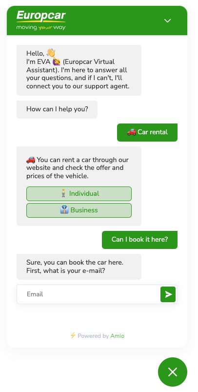 Image - Europcar chatbot from Amio