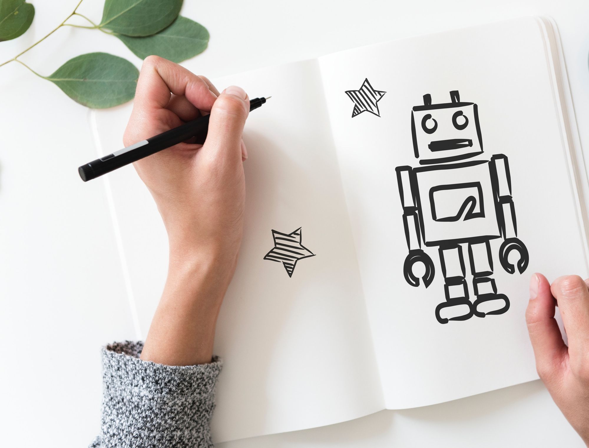Graphic - Robot in a notebook