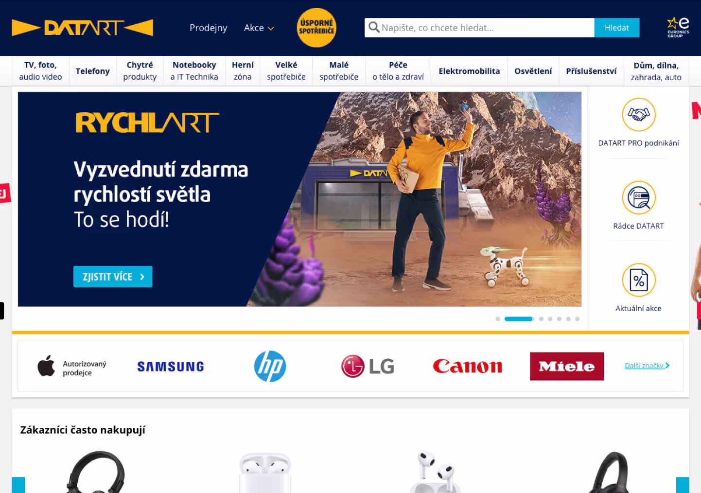 Screenshot from Datart's website