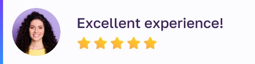 Illustrative example of customer review saying "Excellent experience!"