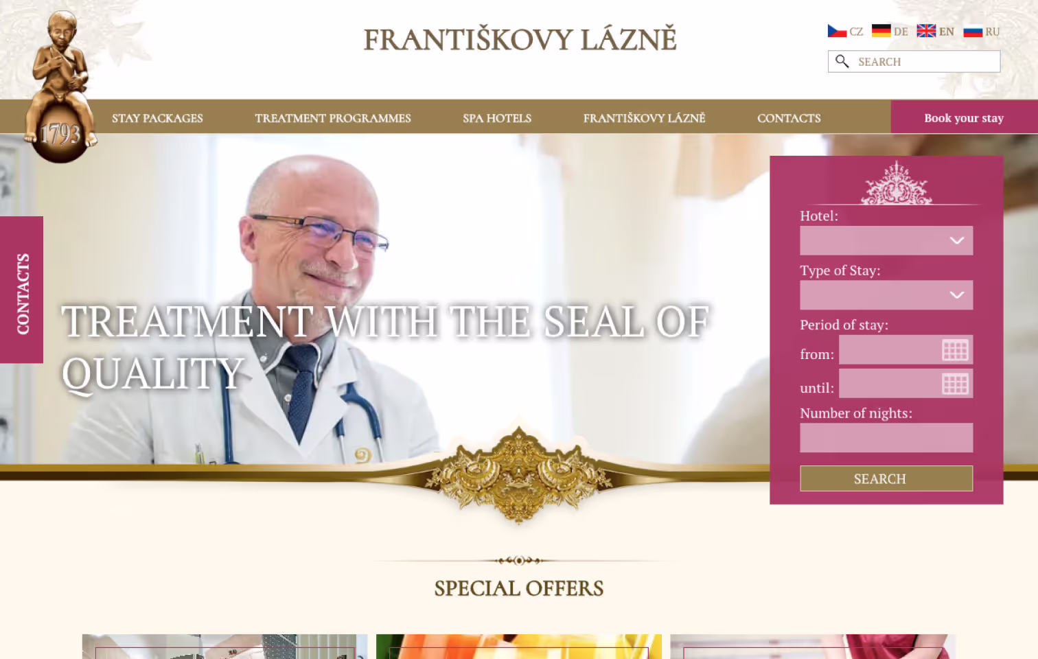 Screenshot of Františkovy Lázně website