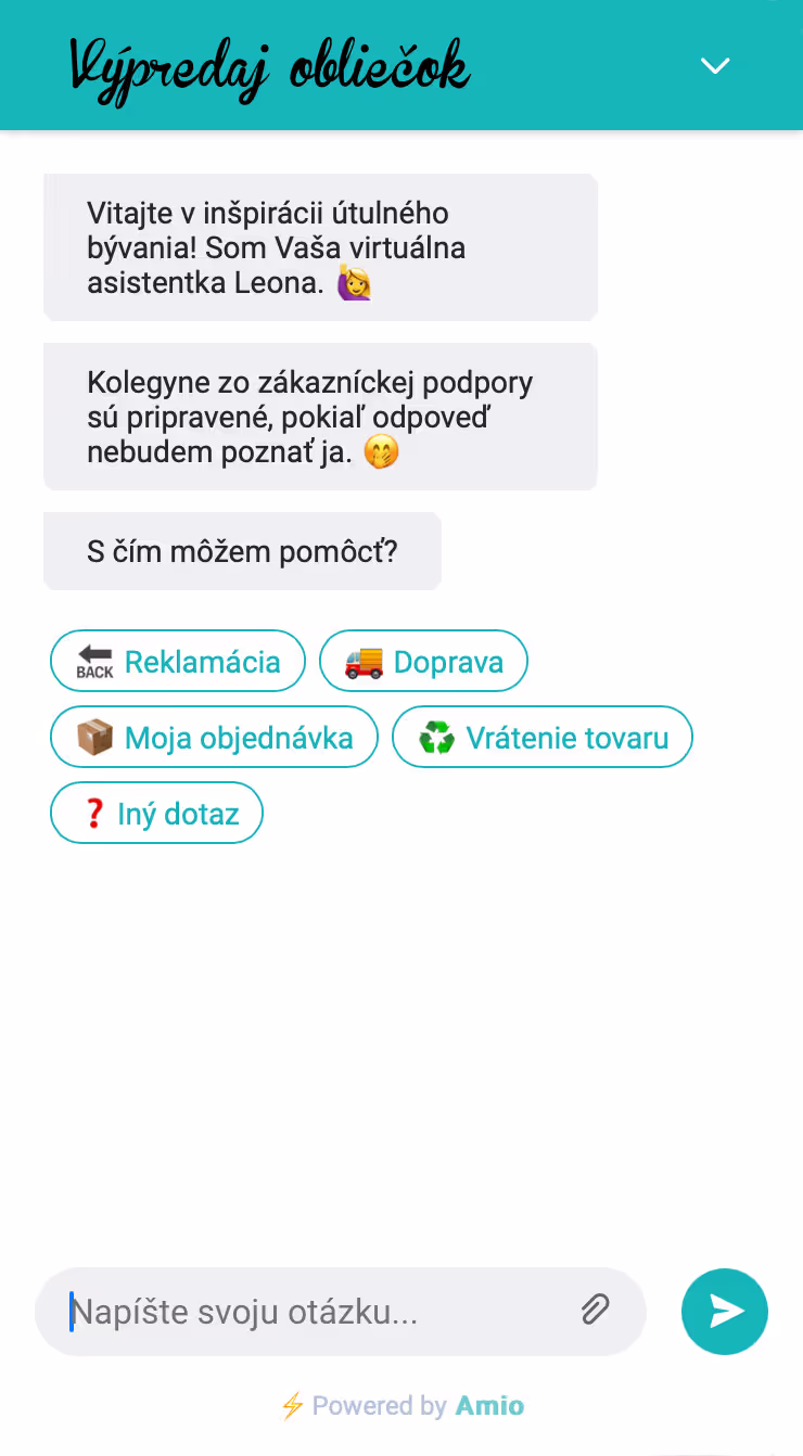 Screenshot of Textilomanie chatbot.